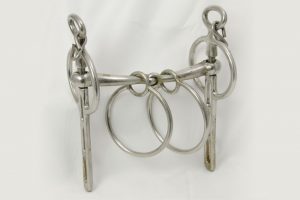 54-White metal jointed snaffle with Swales rings 3 slot