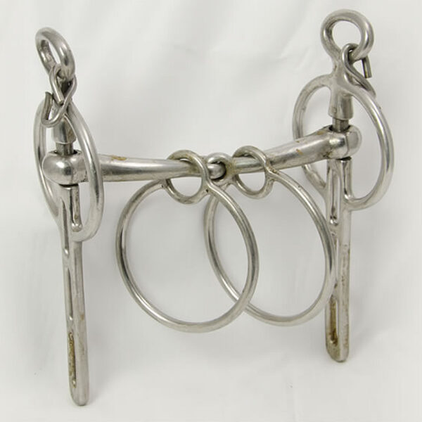 White metal jointed snaffle with Swales rings 3 slot